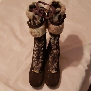 REPORT Brown Wedge Suede Laceup Boots Sz 81/2